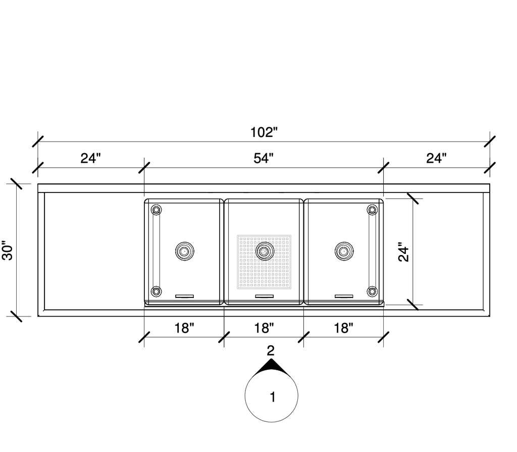 PILETA DE LAVADO CON 3 TINAS DE ACERO INOXIDABLE, FRANKE # FFS18003580