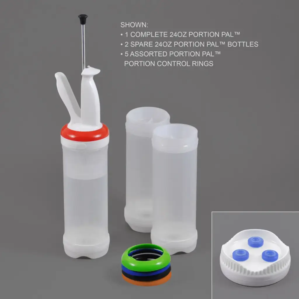 DISPENSADOR FIFO PORTION PAL DE 24OZ, CON 1 TAPA DE 3 VALVULAS Y 5 ANILLOS # FIFPP24BVx3-3