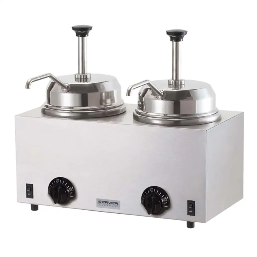 CALENTADOR DE COBERTURAS TWIN FSP 81230 3 QT. TOPPING SERVER. 2 BOMBAS CON CALENTADOR 220V # SER-81260