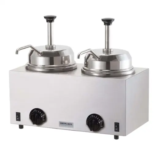 [SERVER] CALENTADOR DE COBERTURAS TWIN FSP 81230 3 QT. TOPPING SERVER. 2 BOMBAS CON CALENTADOR 220V # SER-81260